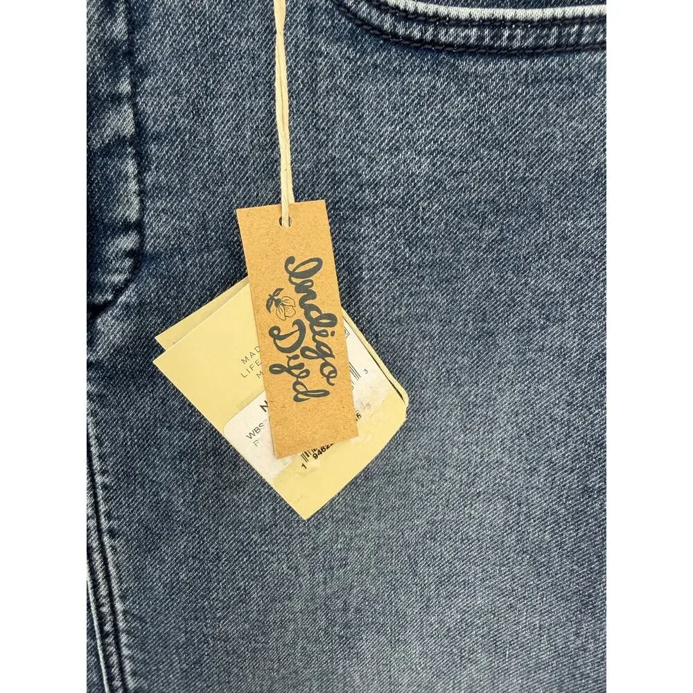 Faherty Stretch Terry Midi Skirt Riverton Denim Look A-Line NWT Size 6 Coastl